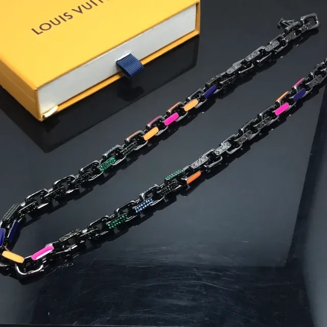 Louis Vuitton Multicolor Enamel Monogram Chain Necklace 2