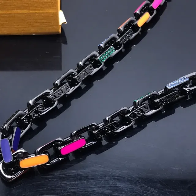 Louis Vuitton Multicolor Enamel Monogram Chain Necklace 4