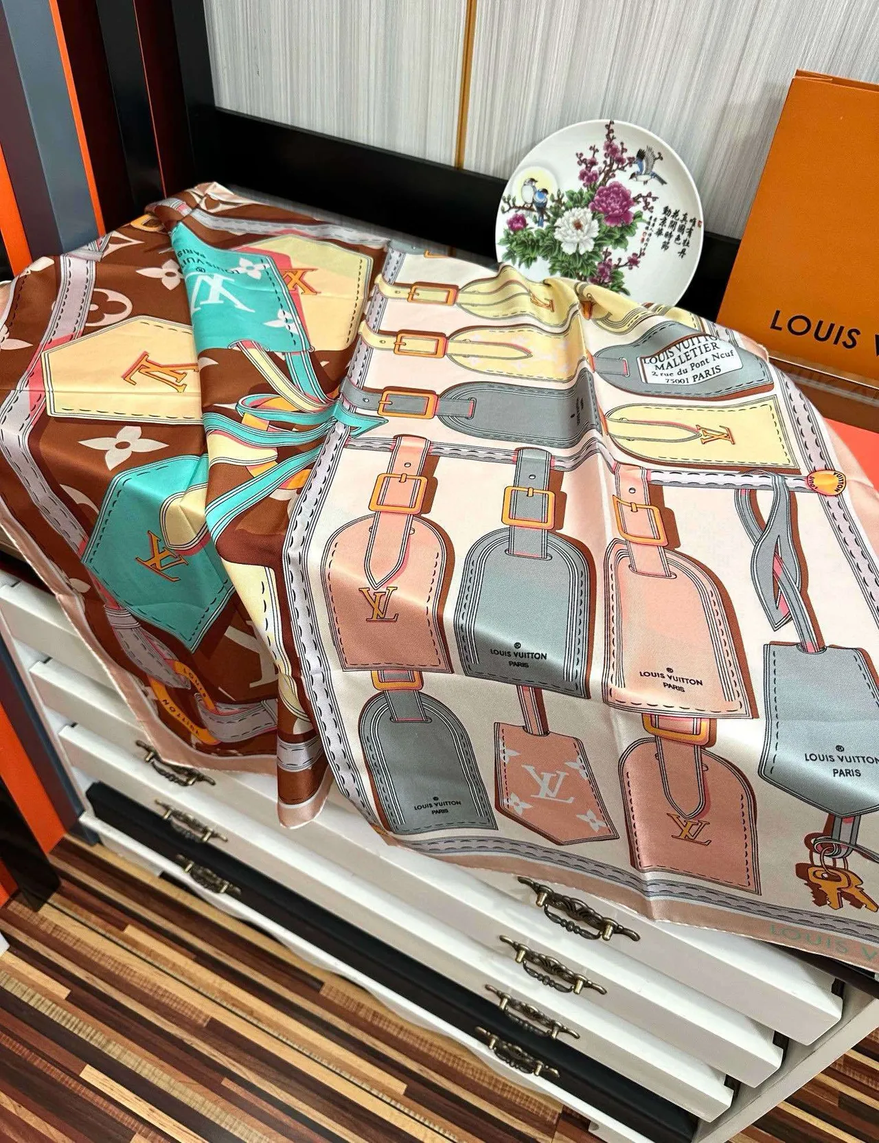 Louis Vuitton Multicolor Handbag Motif Silk Scarf 7