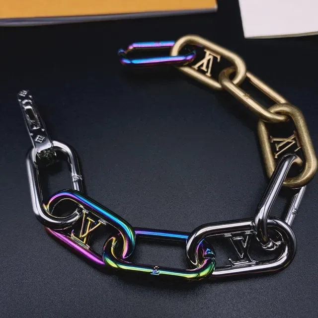 Louis Vuitton Multicolor Iridescent Monogram Chain Bracelet 6