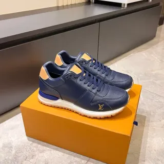 Louis Vuitton Navy Beige Leather Panelled Low-Top Lifestyle Sneakers