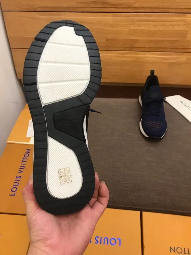 Louis Vuitton Navy Black Knit Upper Orange Accent Stitching Lifestyle Sneakers 5