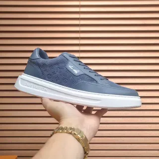 Louis Vuitton Navy White Monogrammed Suede Upper Platform Sole Lifestyle Sneakers