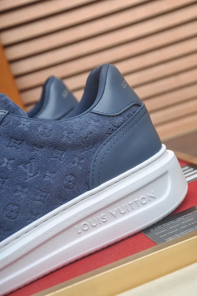 Louis Vuitton Tênis Lifestyle Azul Marinho Branco Monograma Camurça Sola Plataforma 2