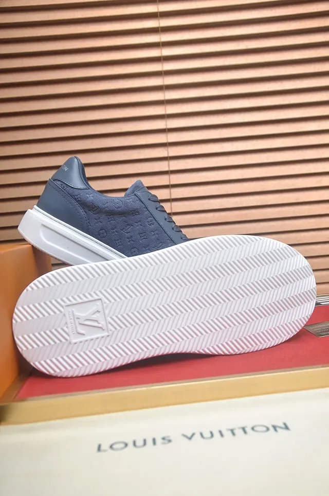 Louis Vuitton Tênis Lifestyle Azul Marinho Branco Monograma Camurça Sola Plataforma 3
