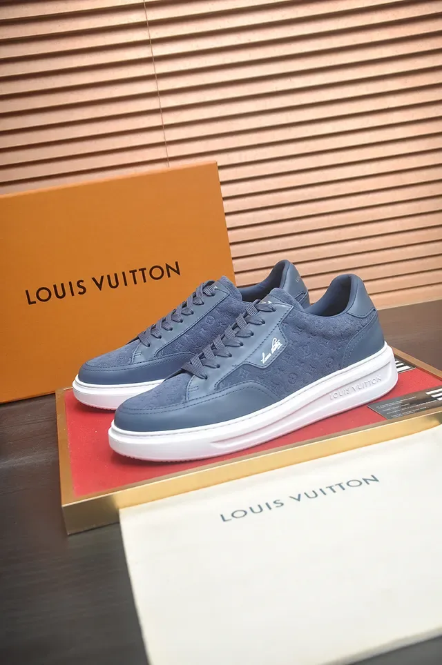 Louis Vuitton Tênis Lifestyle Azul Marinho Branco Monograma Camurça Sola Plataforma 4