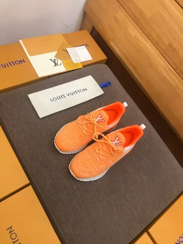 Louis Vuitton Orange White Knit Upper Sculpted Midsole Lifestyle Sneakers 2