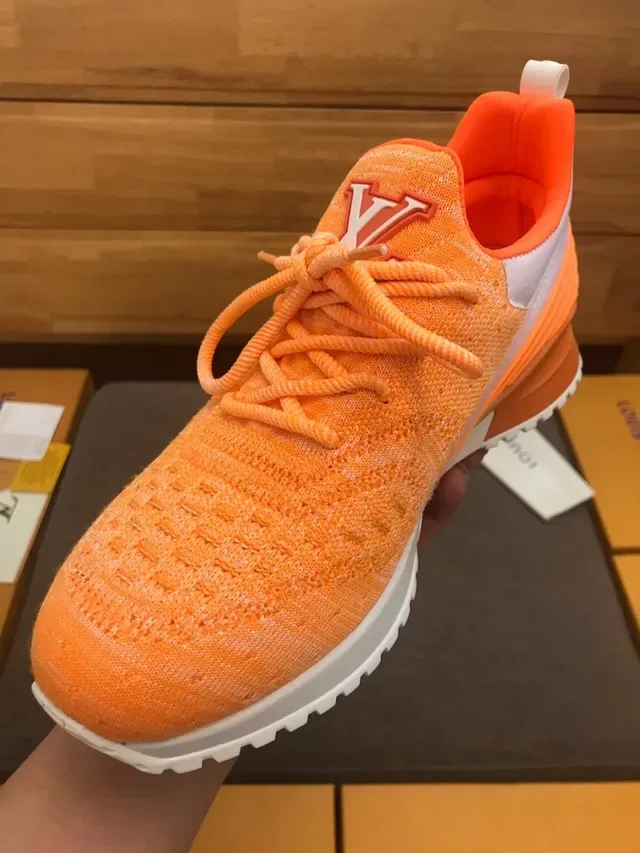 Louis Vuitton Orange White Knit Upper Sculpted Midsole Lifestyle Sneakers 3