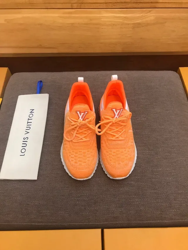 Louis Vuitton Orange White Knit Upper Sculpted Midsole Lifestyle Sneakers 5