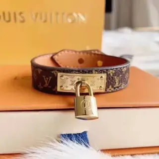 Louis Vuitton Padlock Bracelet Brown Monogram Canvas Gold-Tone Hardware Bracelet