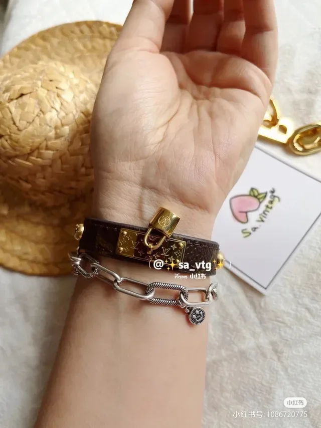 Louis Vuitton Padlock Bracelet Brown Monogram Canvas Gold-Tone Hardware Bracelet 2