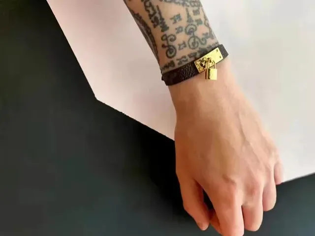 Louis Vuitton Padlock Bracelet Brown Monogram Canvas Gold-Tone Hardware Bracelet 6