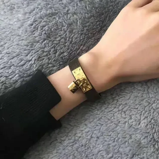 Louis Vuitton Padlock Bracelet Brown Monogram Canvas Gold-Tone Hardware Bracelet 7