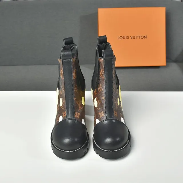 Louis Vuitton Botte de cheville monogramme peint marron noir toile éclaboussure de peinture accent chaussures de cheville 3