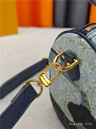 Louis Vuitton Petite Malle Bolso Boston rectangular estructurado patchwork denim azul marino 5