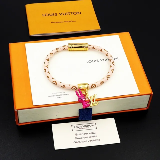 Louis Vuitton Pink Gold Monogrammed Cord Hardware Bracelet 2