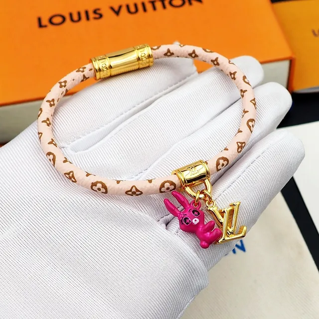 Louis Vuitton Pink Gold Monogrammed Cord Hardware Bracelet 3