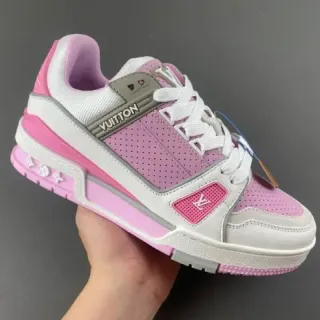 Louis Vuitton Pink White Chunky Layered Sole Perforated Mesh Upper Lifestyle Sneakers
