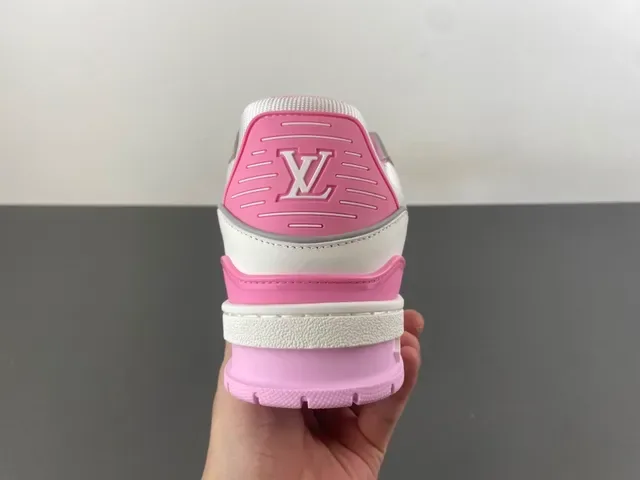 Louis Vuitton وردي أبيض كعب سميك متعدد الطبقات علوى شبكي مثقوب أسلوب حياة رياضي 4