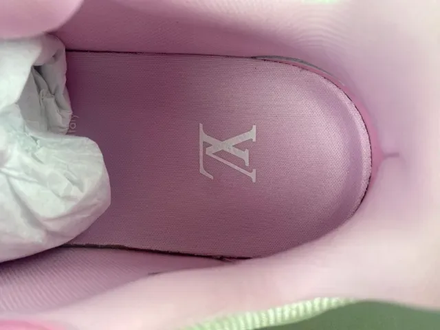 Louis Vuitton وردي أبيض كعب سميك متعدد الطبقات علوى شبكي مثقوب أسلوب حياة رياضي 7