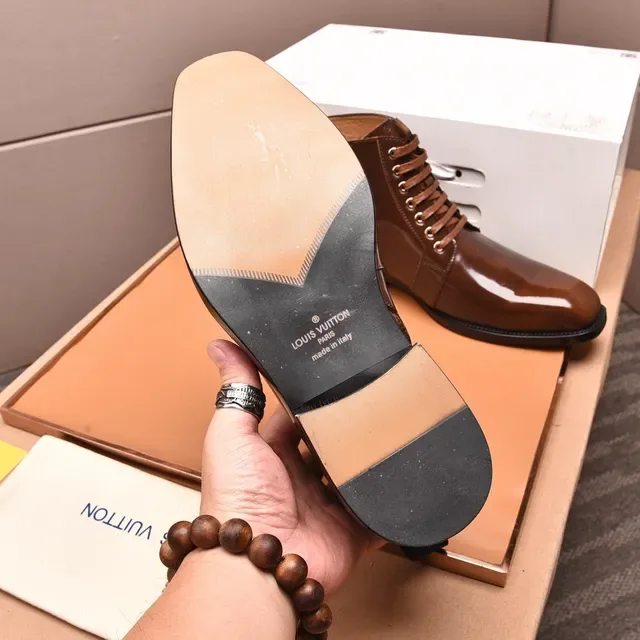 Louis Vuitton Polished Brown Lace-Up Ankle Boots 3