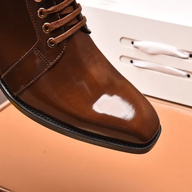 Louis Vuitton Polished Brown Lace-Up Ankle Boots 5