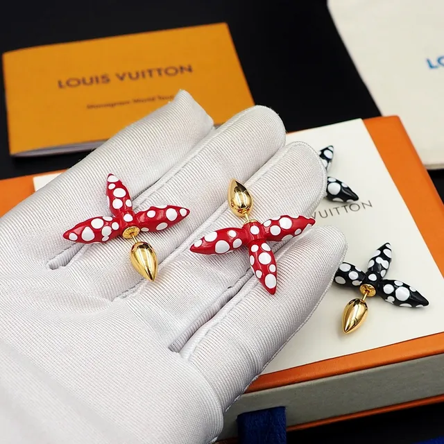 Louis Vuitton Polka-Dot Enamel and Gold-Tone Earrings 3