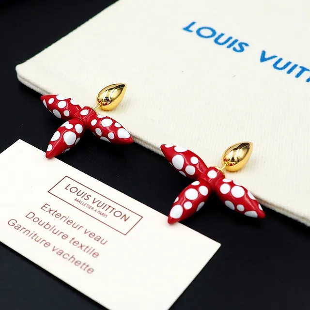 Louis Vuitton Polka-Dot Enamel and Gold-Tone Earrings 4