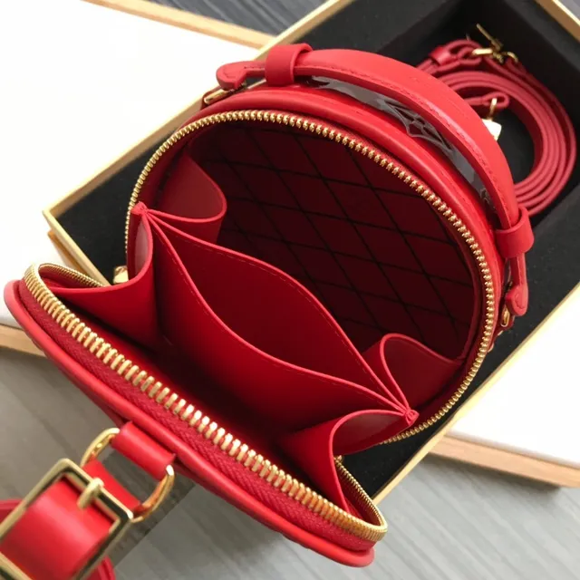 Louis Vuitton Red Gold Circular Patent Leather Messenger Bag 6