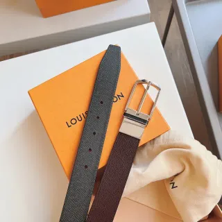 Louis Vuitton Reversible Epi Brown Gray Texture Leather Belt