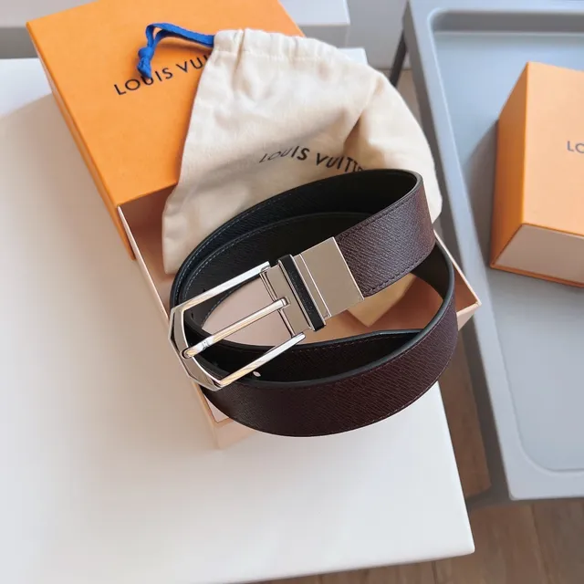 Louis Vuitton Reversible Epi Brown Gray Texture Leather Belt 5