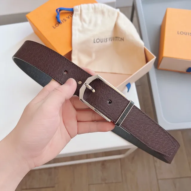 Louis Vuitton Reversible Epi Brown Gray Texture Leather Belt 6