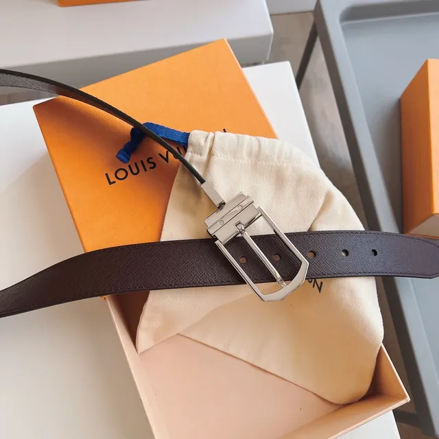 Louis Vuitton Reversible Epi Brown Gray Texture Leather Belt 7