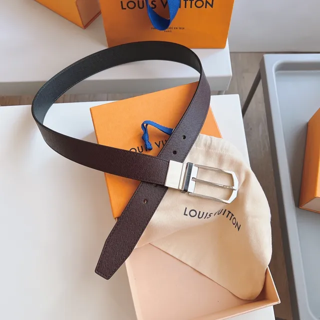 Louis Vuitton Reversible Epi Brown Gray Texture Leather Belt 8