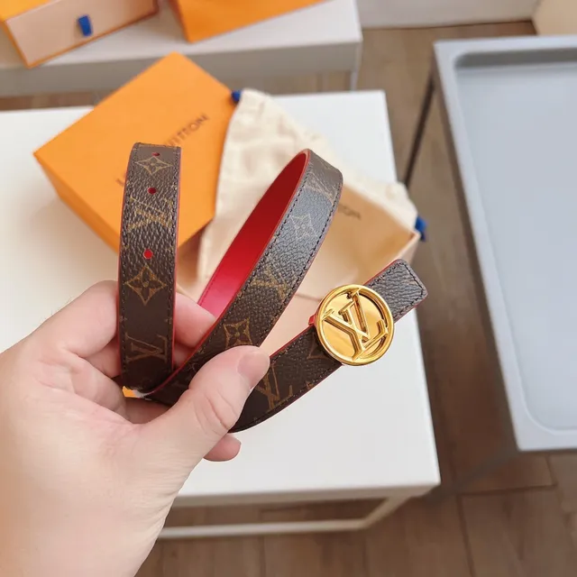 Louis Vuitton Reversible Monogram Canvas and Red Leather Belt 2