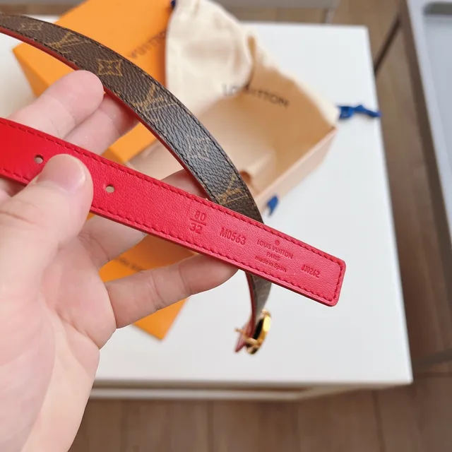 Louis Vuitton Reversible Monogram Canvas and Red Leather Belt 3