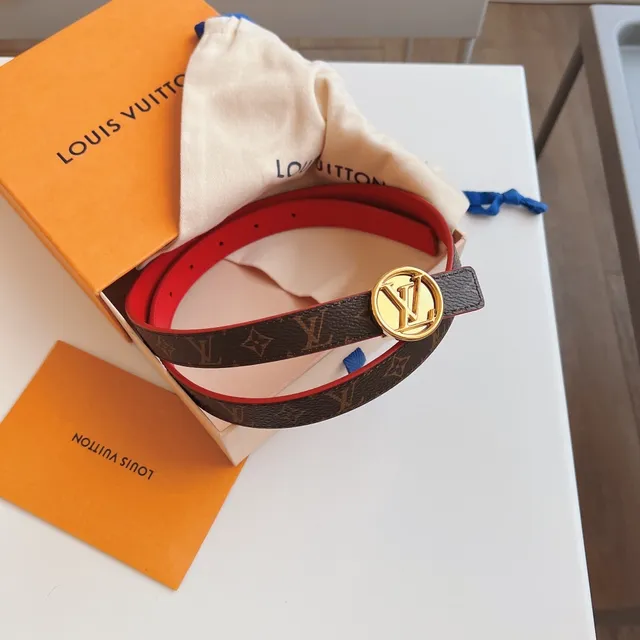 Louis Vuitton Reversible Monogram Canvas and Red Leather Belt 4