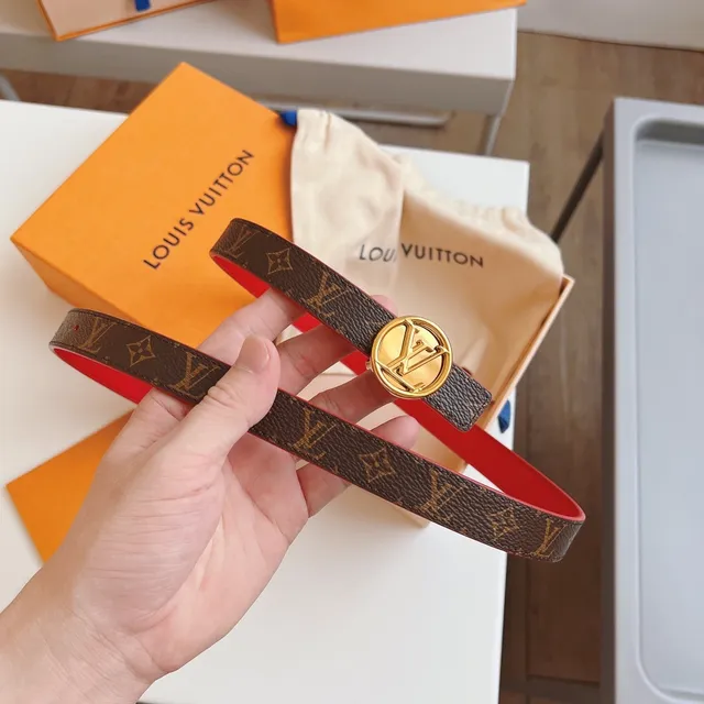 Louis Vuitton Reversible Monogram Canvas and Red Leather Belt 5