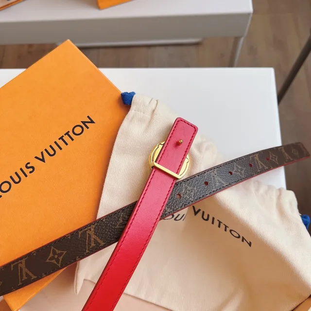 Louis Vuitton Reversible Monogram Canvas and Red Leather Belt 6
