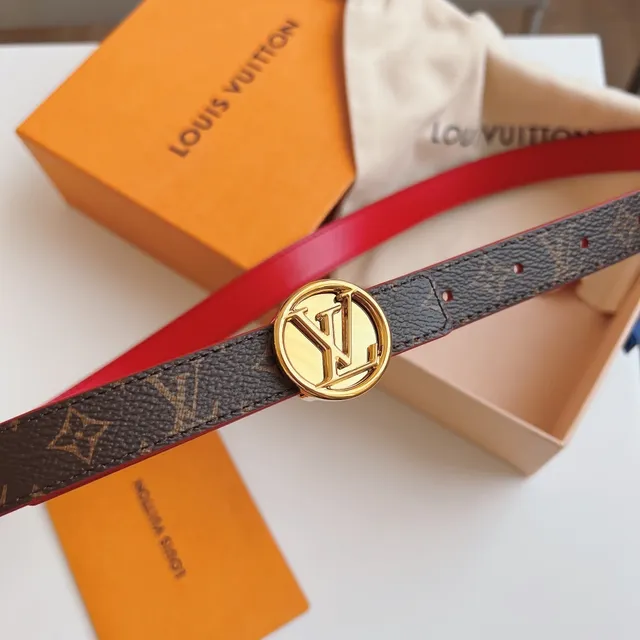 Louis Vuitton Reversible Monogram Canvas and Red Leather Belt 7