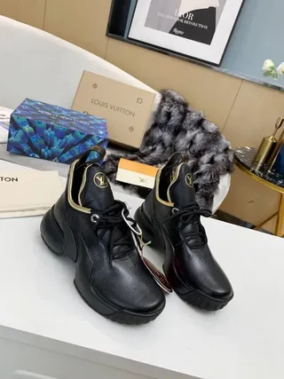 Louis Vuitton Run Away Black Embossed Monogram Gold-Trim Chunky Sneakers 2