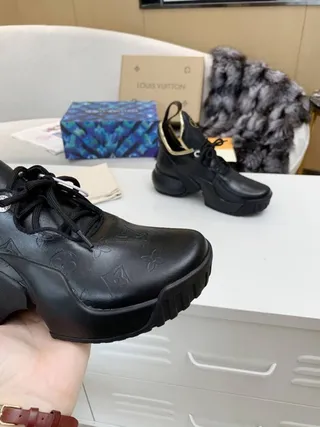 Louis Vuitton Run Away Black Embossed Monogram Gold-Trim Chunky Sneakers 3