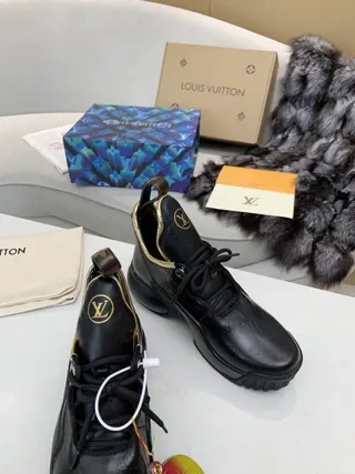 Louis Vuitton Run Away Black Embossed Monogram Gold-Trim Chunky Sneakers 5