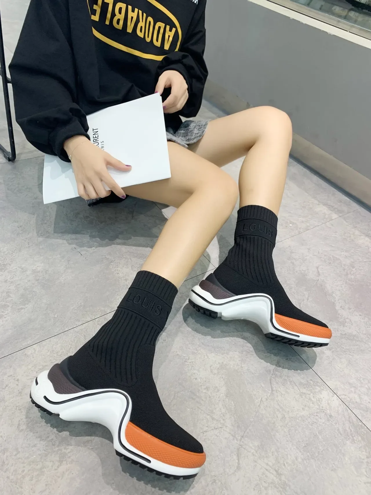 Louis Vuitton Run Away Black Orange White Lifestyle Sneakers 3