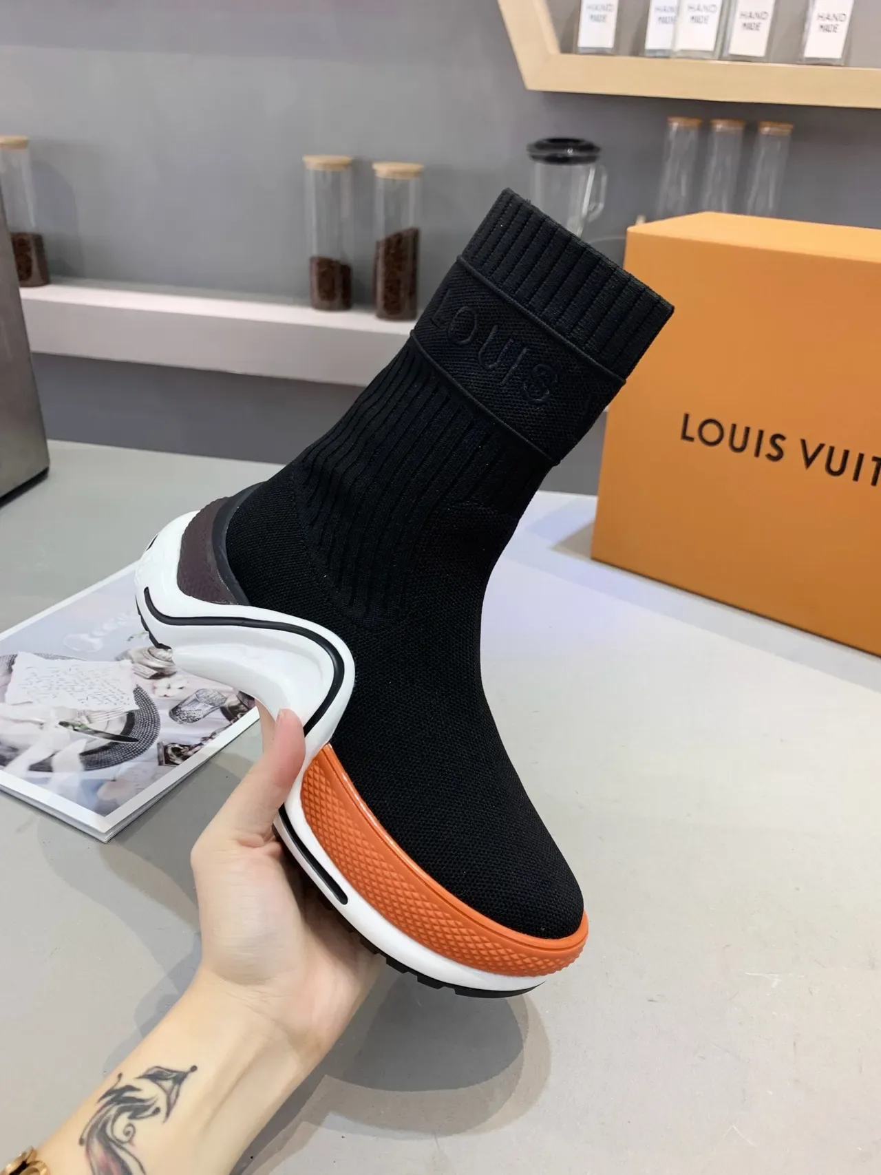 Louis Vuitton Run Away Black Orange White Lifestyle Sneakers 4