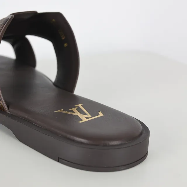 Louis Vuitton Run Away Marrom Monogram Canvas dupla tira sandálias casuais 4