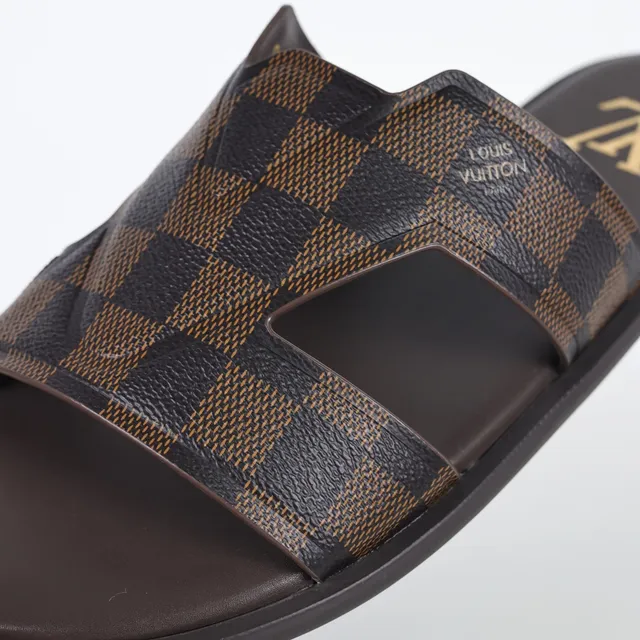 Louis Vuitton Run Away Marrom Monogram Canvas dupla tira sandálias casuais 6