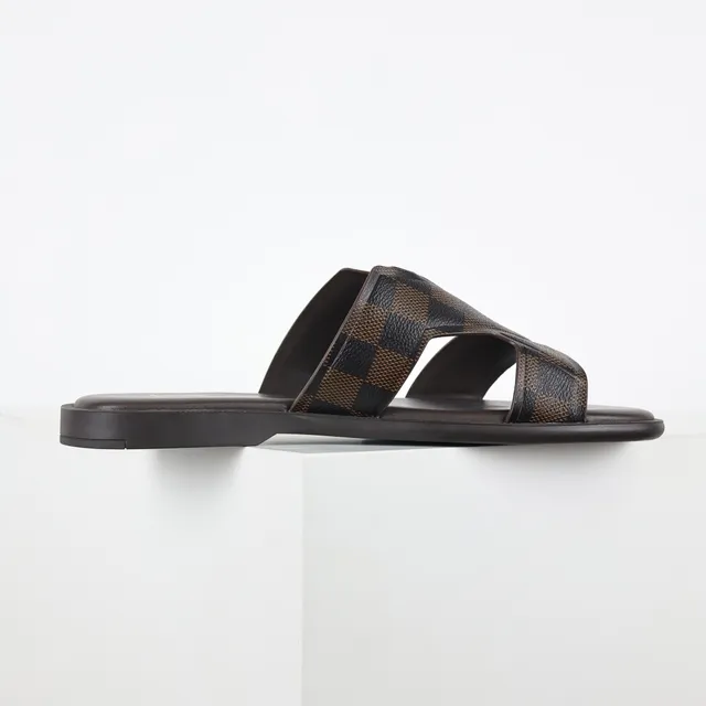Louis Vuitton Run Away Marrom Monogram Canvas dupla tira sandálias casuais 7