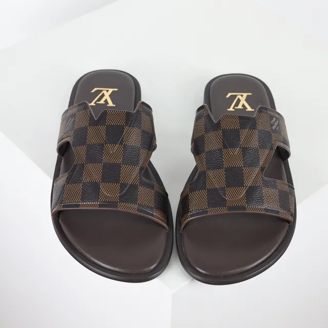Louis Vuitton Run Away Marrom Monogram Canvas dupla tira sandálias casuais 8