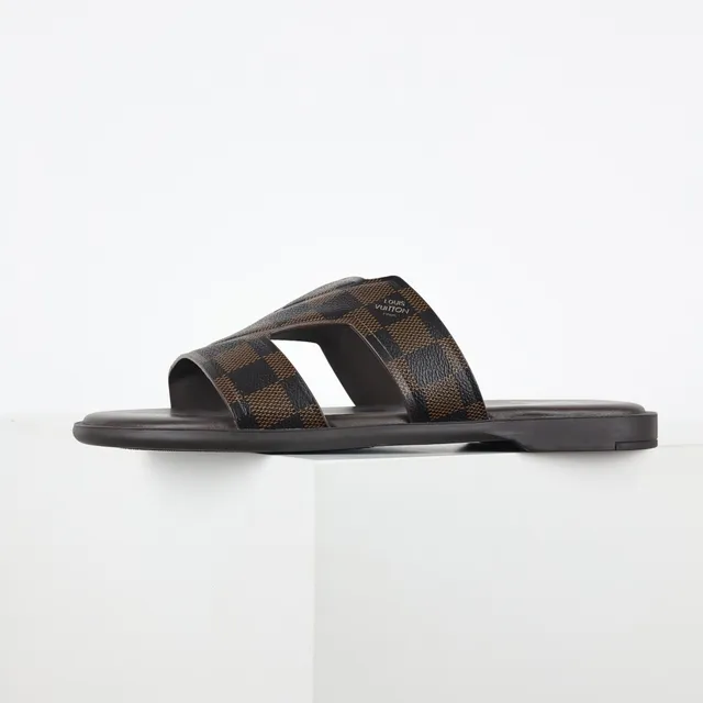 Louis Vuitton Run Away Marrom Monogram Canvas dupla tira sandálias casuais 9